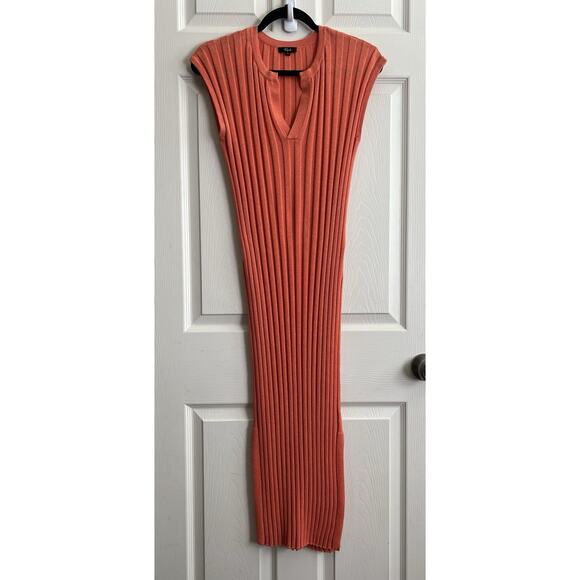 RAILS Ashley Coral Ribbed Knit Sweater Stretch Midi Dress - Picture 3 of 15